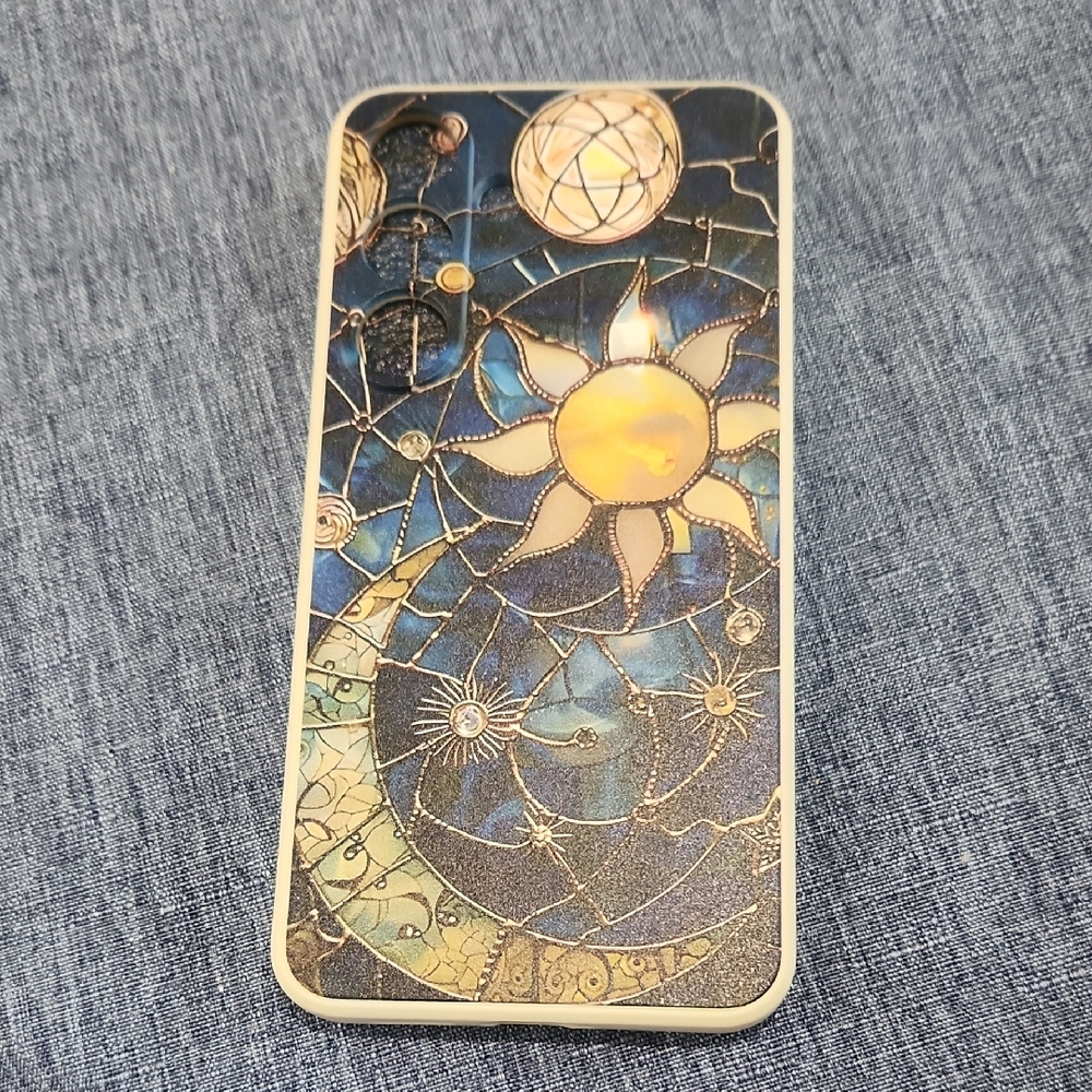 NEW Samsung 25 Sun Moon Stars Night Sky Stain Glass Soft Phone‎ Case Cover